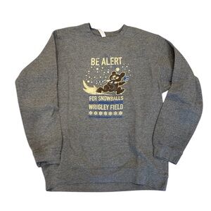 Rare Wrigley Field Chicago Winter Sweatshirt Holiday Gray Baseball L Cubs Snow
